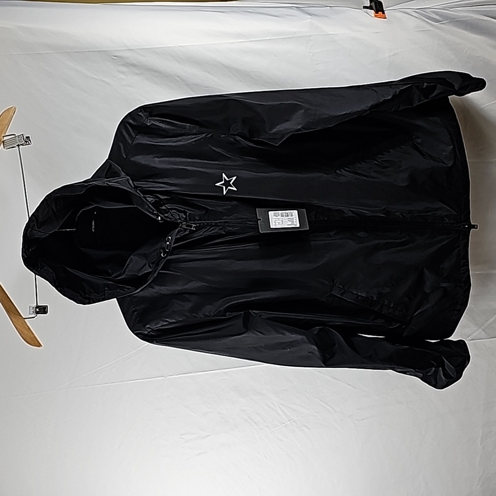 Valentino Black Hooded Windbreaker with White Star Patch